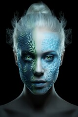 A detailed matte fantasy portrait of a humanoid, a person with an attractive painted face.