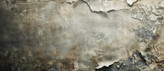 An aged and weathered wall with various paint splatters and drips against a gray background, providing ample space for copying.