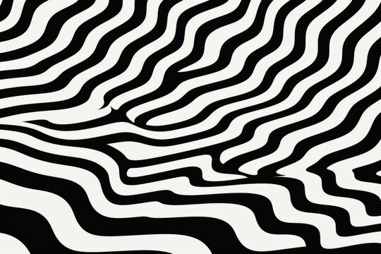 A black and white image of a wave pattern with thick black lines, resembling zebra stripes.