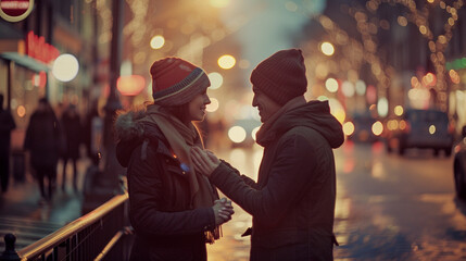Fototapeta premium Captured Romance: Cinematic Embrace Before the Loving Kiss, generative AI