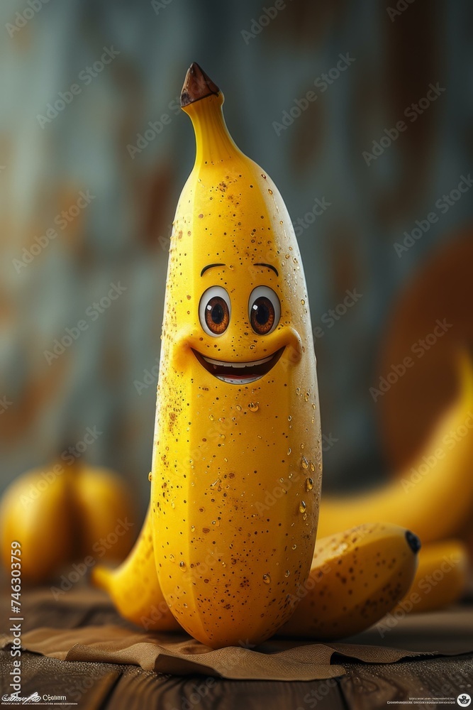 Canvas Prints The Banana character is smiling. Generative AI.