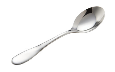 A stainless steel spoon with a lengthy handle The cutlery item appears to be in pristine condition with a shimmering finish providing a sleek and modern aesthetic. On PNG Transparent Clear Background.