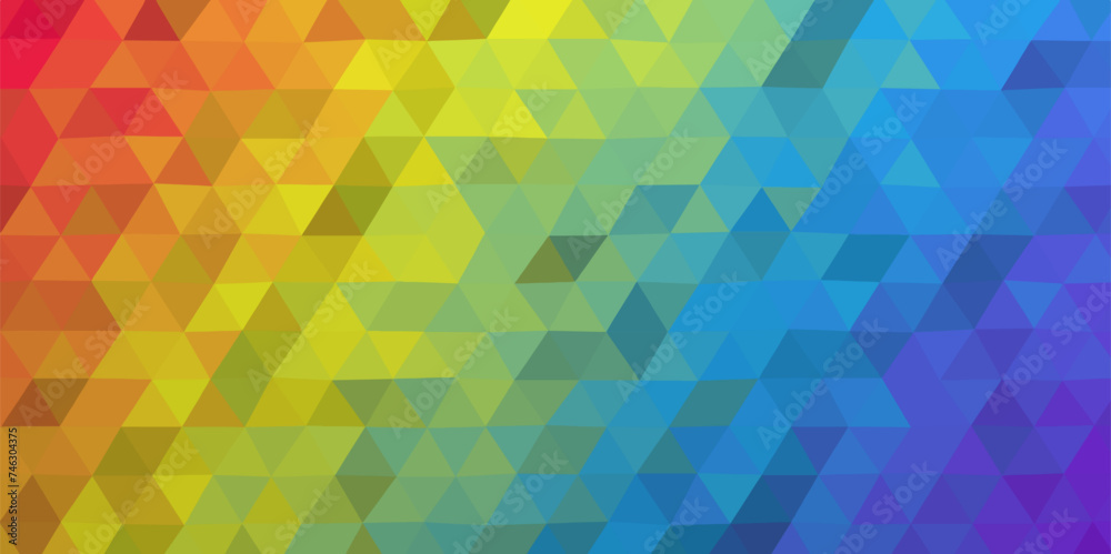 Poster abstract low poly rainbow color texture background design. multicolor backdrop in origami style. abs