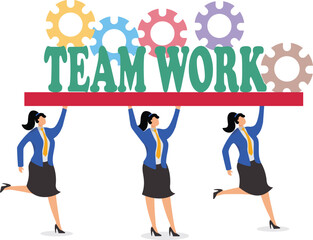 Teamwork, Pulling,Togetherness,Above,Abstract, Businesswomans