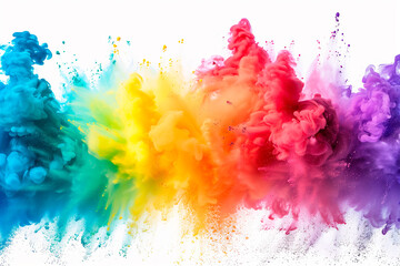 Background with explosion of paints with colors of the gay pride flag. Copy space, graphic resource
