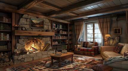 Winter Cabin Comfort: A Cozy Fireside Retreat