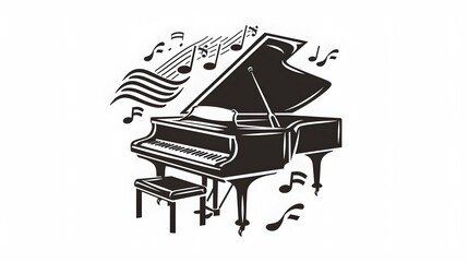 Piano icon and keys of piano concept