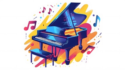 Piano icon and keys of piano concept