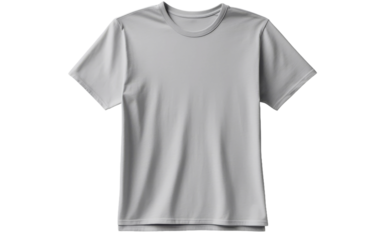 Gray V Neck T Shirt. A gray t shirt with a v neck collar is displayed. The fabric appears soft and comfortable, with a simple yet stylish design. On PNG Transparent Clear Background.