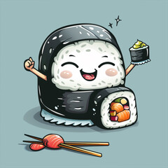 Vector sushi cartoon character illustration ai technology