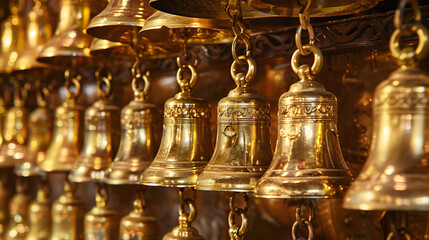 Fototapeta na wymiar Gold bells in temples.
