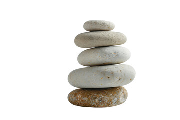 Fototapeta na wymiar A stack of rocks is seen precariously balanced on top of each other. The rocks vary in size and shape, yet they manage to stand tall in a delicate equilibrium. On PNG Transparent Clear Background.