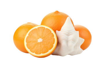 Orange and Peeled Orange. The vibrant orange color of the fruit contrasts with the pale hues of the...