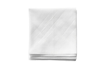 Folded White Towel. A neatly folded white towel is crisp and clean, with precise folding lines visible. On PNG Transparent Clear Background.