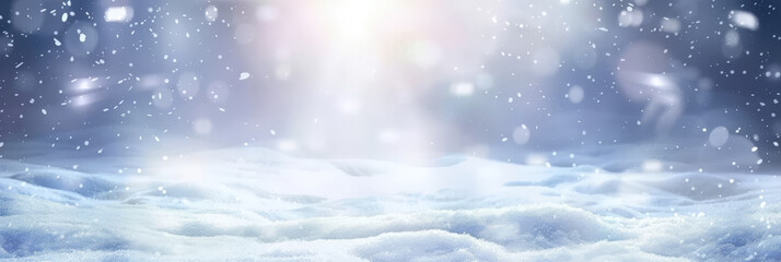 a snowy background with a light showing through snow, Winter snow background with snow flakes, christmast background