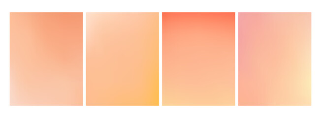 Peach fuzz. Set of vector gradient backgrounds in trendy light warm color of the year. For covers, wallpapers, branding, social media and other modern projects.