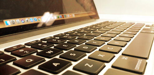 Closeup shot of laptop computer keyboard