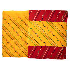 Yellow And Red Cotton Unstitched Indian Salwar Suit For Ladies. Floral Printed Cotton Unstitched Salwar Suit Material Red And Yellow. indian Suit dress materials.