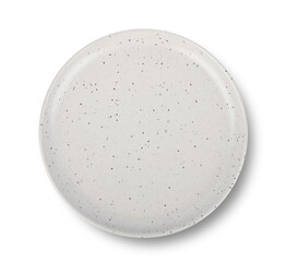 Ceramic plate, creamy-white color Speckled plate isolated on white