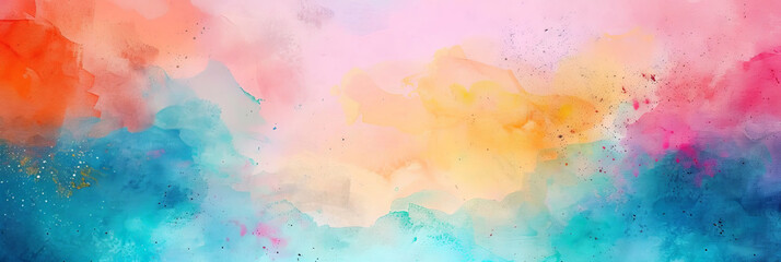 Obraz na płótnie Canvas colorful watercolour background,pink yellow orange red blue cyan green watercolor paint background . banner
