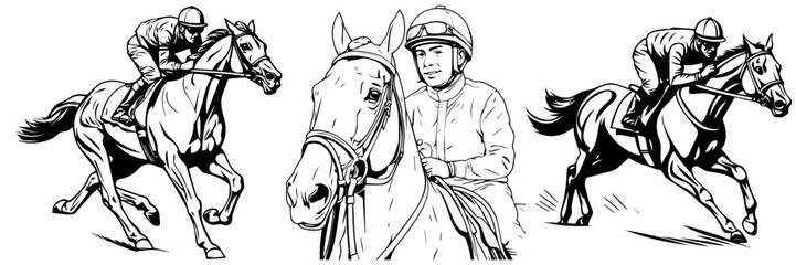 Hand drawn vector illustration  sketch of horse and horses