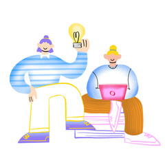 Two people got an idea while brainstorming and working