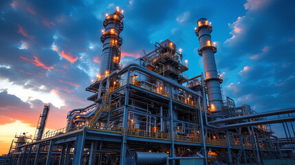 Fototapeta premium The Great Industrial Plant, evening background