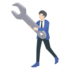 メンテナンス中のビジネスマンのイラスト