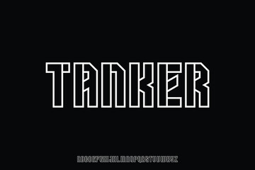 Strong linear alphabet display font vector. Army style typeface illustration