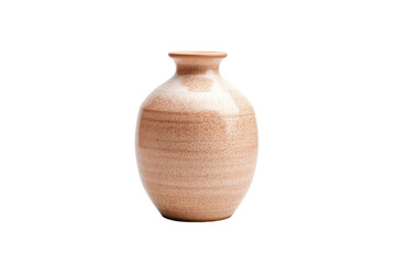 Brown Vase on White Surface. A brown vase is placed on top of a white surface. The vase stands out emphasizing its shape and color. On PNG Transparent Clear Background.