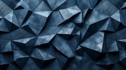 Sophisticated dark blue background enhanced by the inclusion of geometric shapes, forming a seamless gradient wallpaper. This combination offers a visually striking pattern, AI Generative