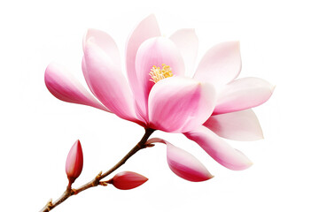 Pink magnolia flower isolated on white background