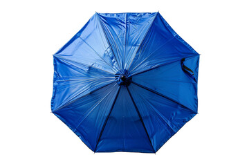 Open Blue Umbrella. The umbrella is the focal point, with its vibrant blue color contrasting against the neutral white. On PNG Transparent Clear Background.