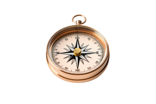 Compass. A compass features the cardinal directions, a rotating arrow, and various markings for navigation purposes. On PNG Transparent Clear Background. - Powered by Adobe
