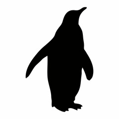 black penguin silhouette walking and skating