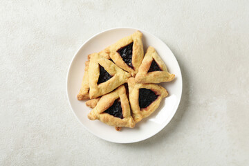 Cookies in a plate for the day of Purim.