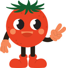 Vintage Tomato Illustration, Retro Tomato Character