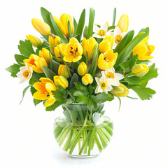 Spring flower bouquet, yellow tulip.