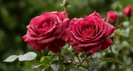  Blooming beauty - A close-up of two vibrant red roses