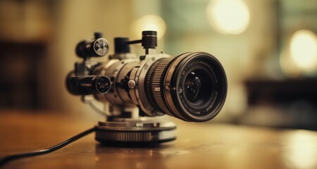 Fototapeta na wymiar A close-up of a vintage camera lens, capturing the essence of timeless photography