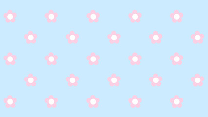 Pink flowers on blue background