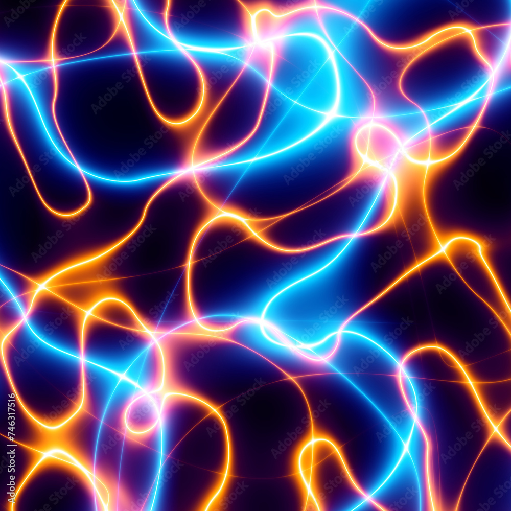 Wall mural bright glowing multidimensional plasma force field. abstract glowing background