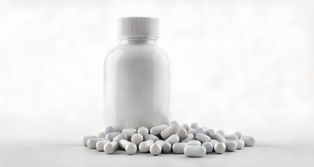  Pill bottle with capsules, isolated on white