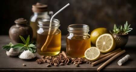 Obraz na płótnie Canvas Autumn Harvest - Spiced Honey & Lemon