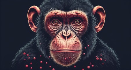 Naklejka premium Intense gaze of a chimpanzee with a hint of curiosity