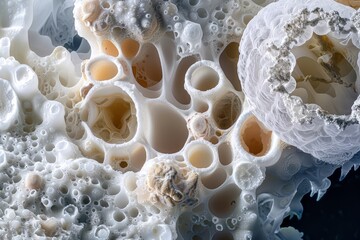 Microscopic image of chalk particles showing texture and porosity high resolution stock photo style - obrazy, fototapety, plakaty