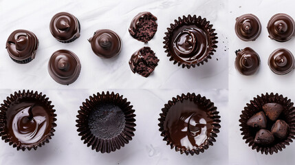 Step by step. Filling in chocolate.