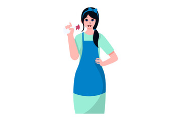 Maid Girl Profession Character Design Illustration