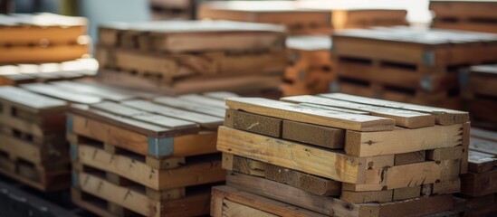 Rustic stack of wooden pallets for transportation or construction purposes