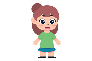 Cute Little Girl Character Design Illustration